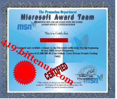 Winning certificate